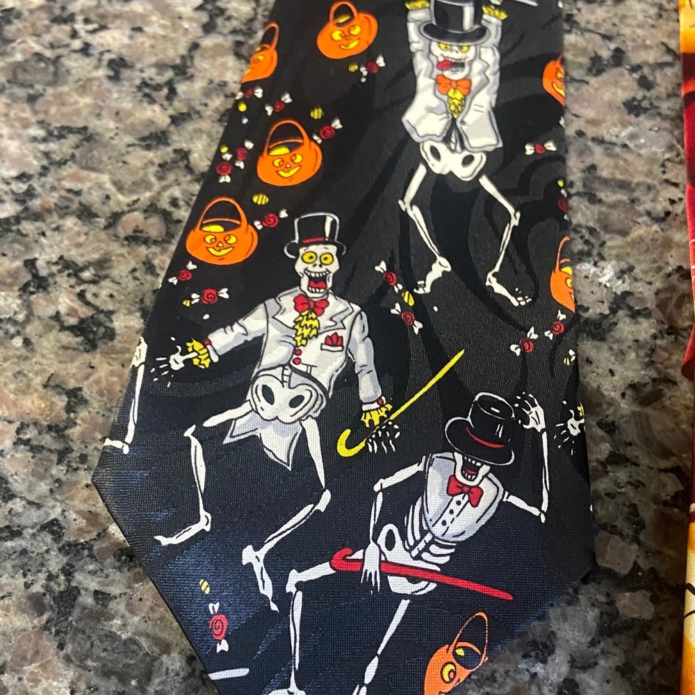 Halloween Ties - set of two Skeleton and Pumpkin Design - Picture 2 of 7